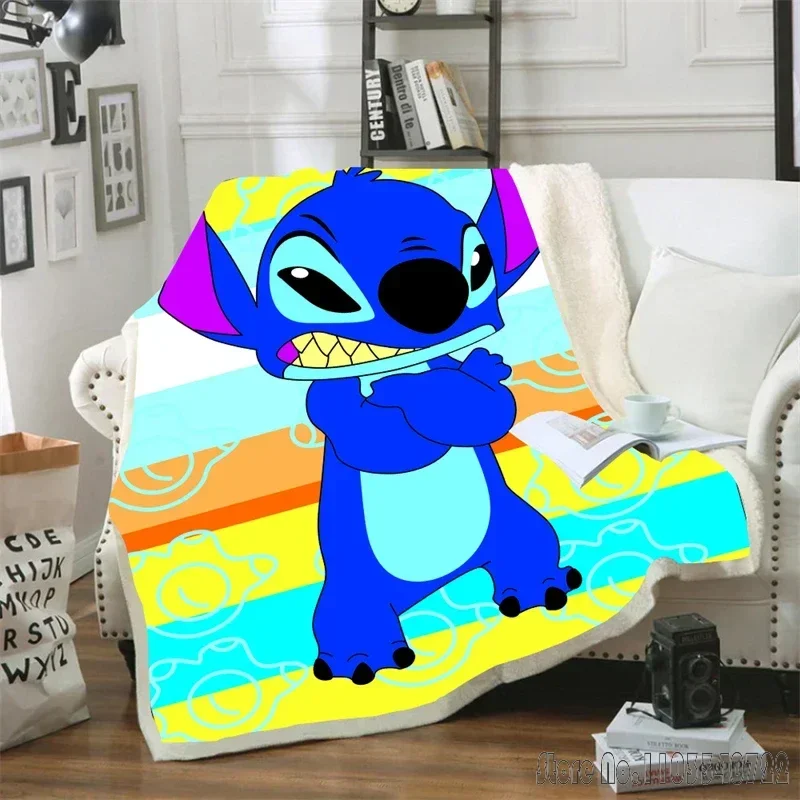 

Cute Stitch Cartoon 3D Printed Home Cute Kids Blanket Throw for Bed Sofa Decor Fleece Nap Blankets Boys Girls Children Gift