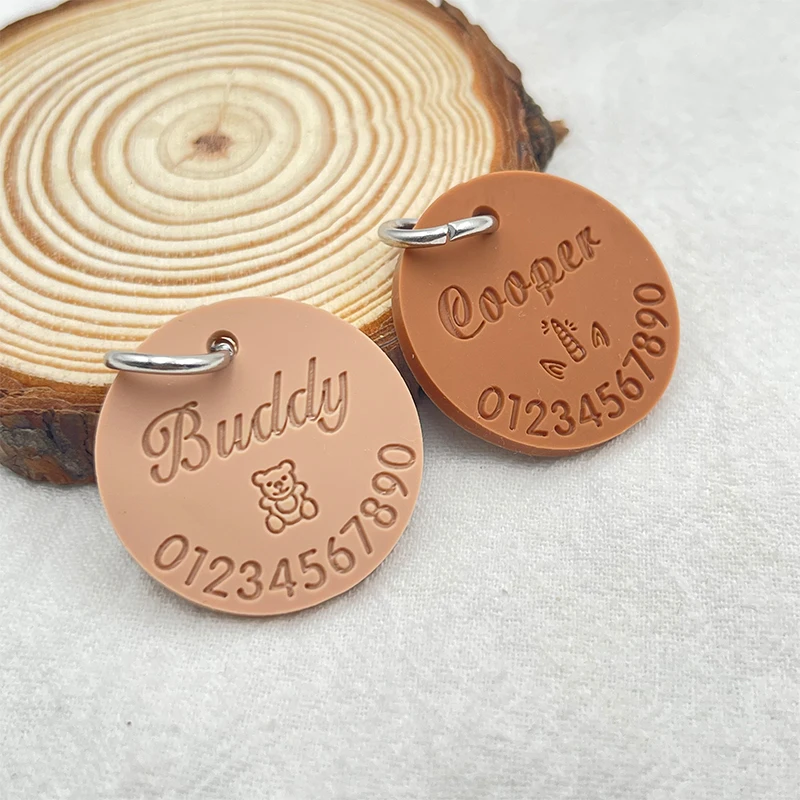 New Customized Silicone Pet Anti-lost ID Tag Cat Dog Tag Engraved Name Phone Number Custom Pendant Puppy Collars Accessories