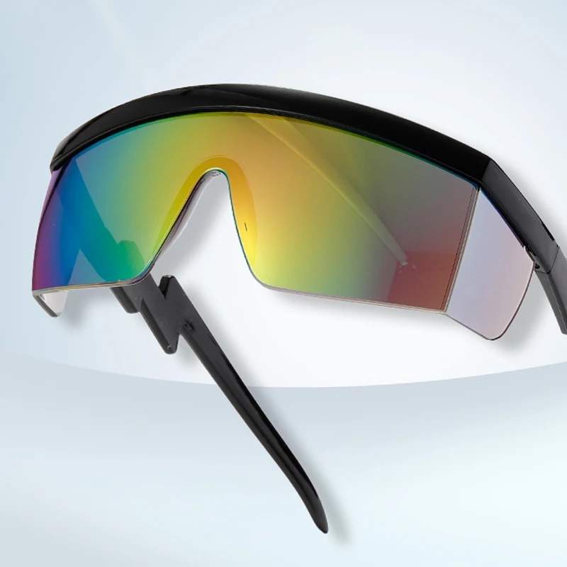 Unisex Futuristic Lightning Temple Frameless One-Piece Sunglasses, Trendy Streetwear Versatile Eyewear