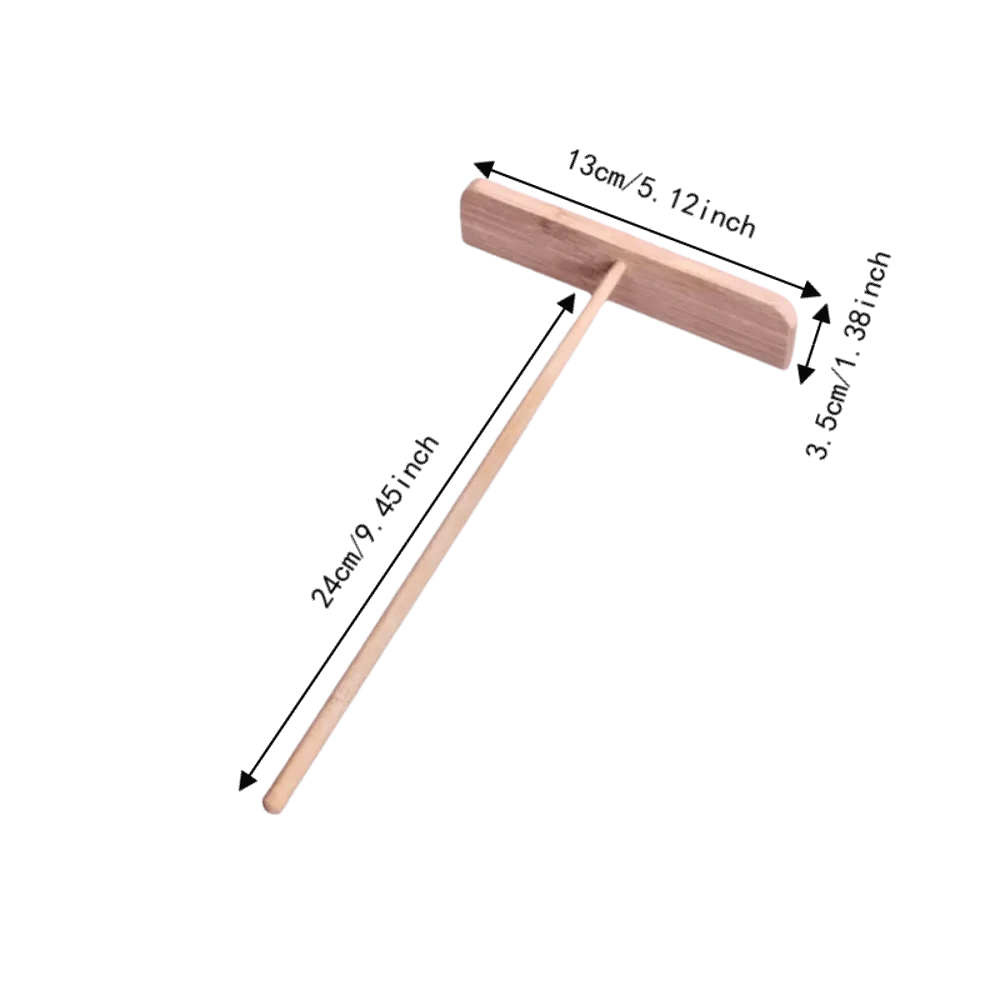 2pcs Wooden Pancake Rake Washable Long Handle Crepe Spreader Tool Smooth Rounded Edges T Shaped Pancake Spatula Crepe Pan