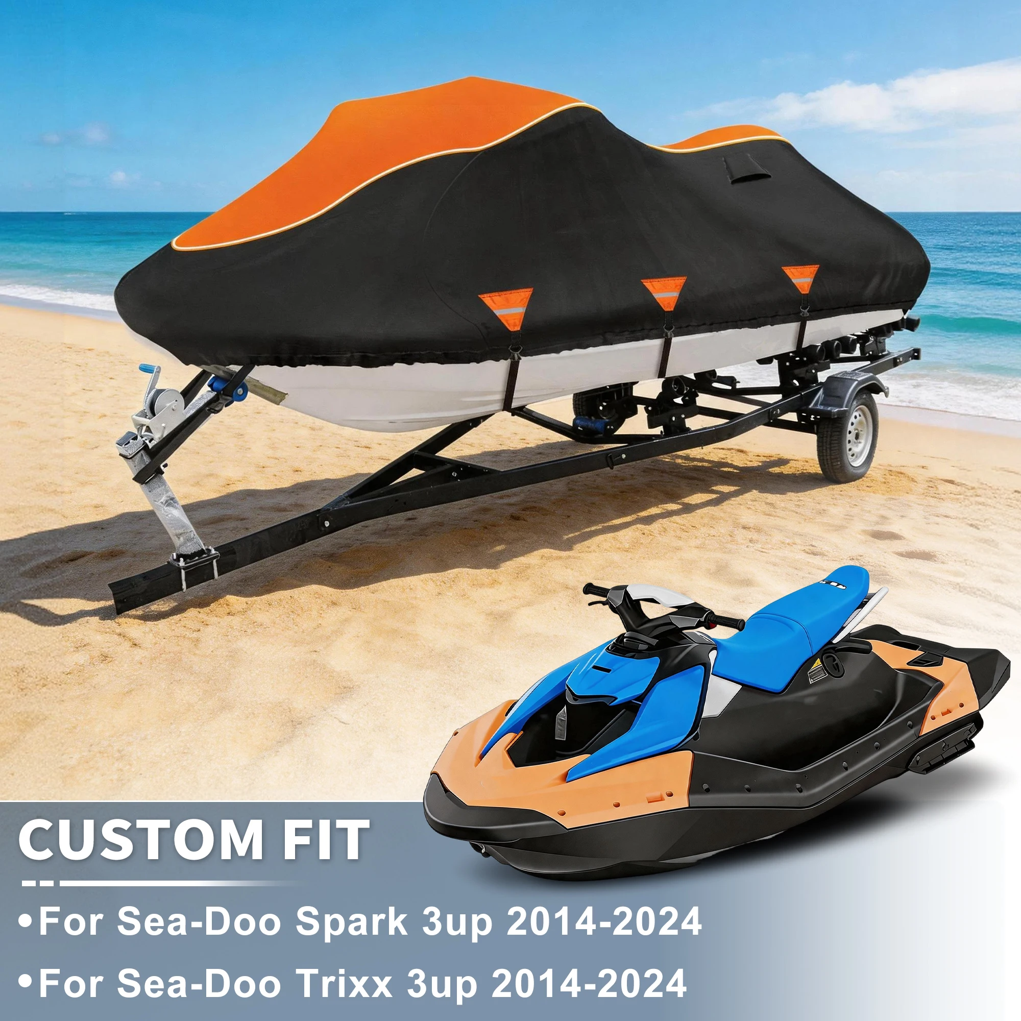 UXCELL Waterproof Oxford for Jet Ski Cover Waterproof for Sea-Doo Spark 3up 2014-2024 for Sea-Doo Spark 3up 2014-2024