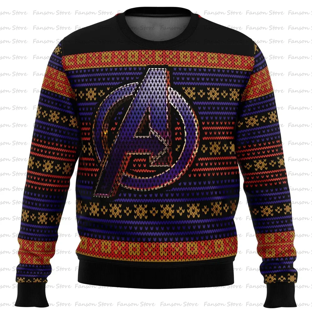 2025 Winter Christmas 3D Marvel Printed Men's Pullover Cartoon Animation Pullover Fashion Street Style Casual Men's Pullover