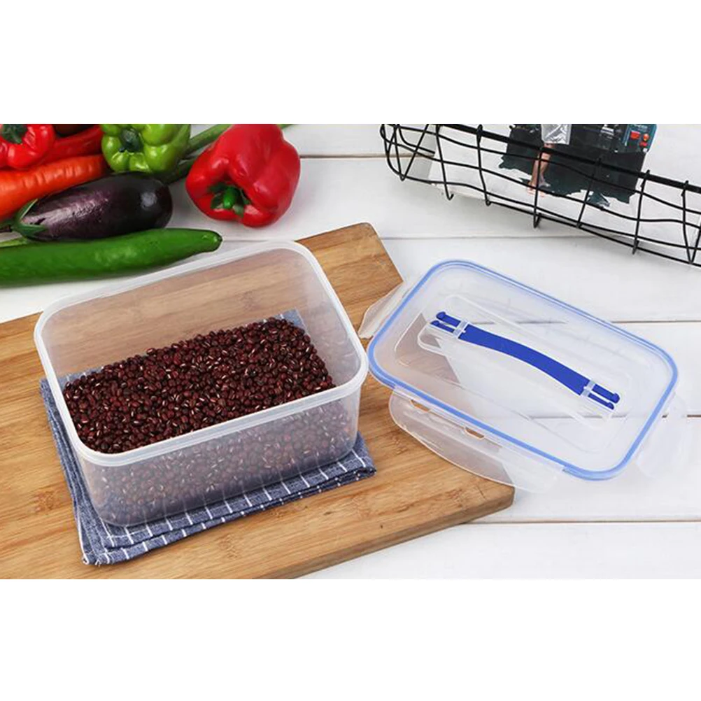 

Portable Rectangular Airtight Food Container Premium Sealed Preservation Box Handle Design 3800Ml Kitchen Plastic Crisper