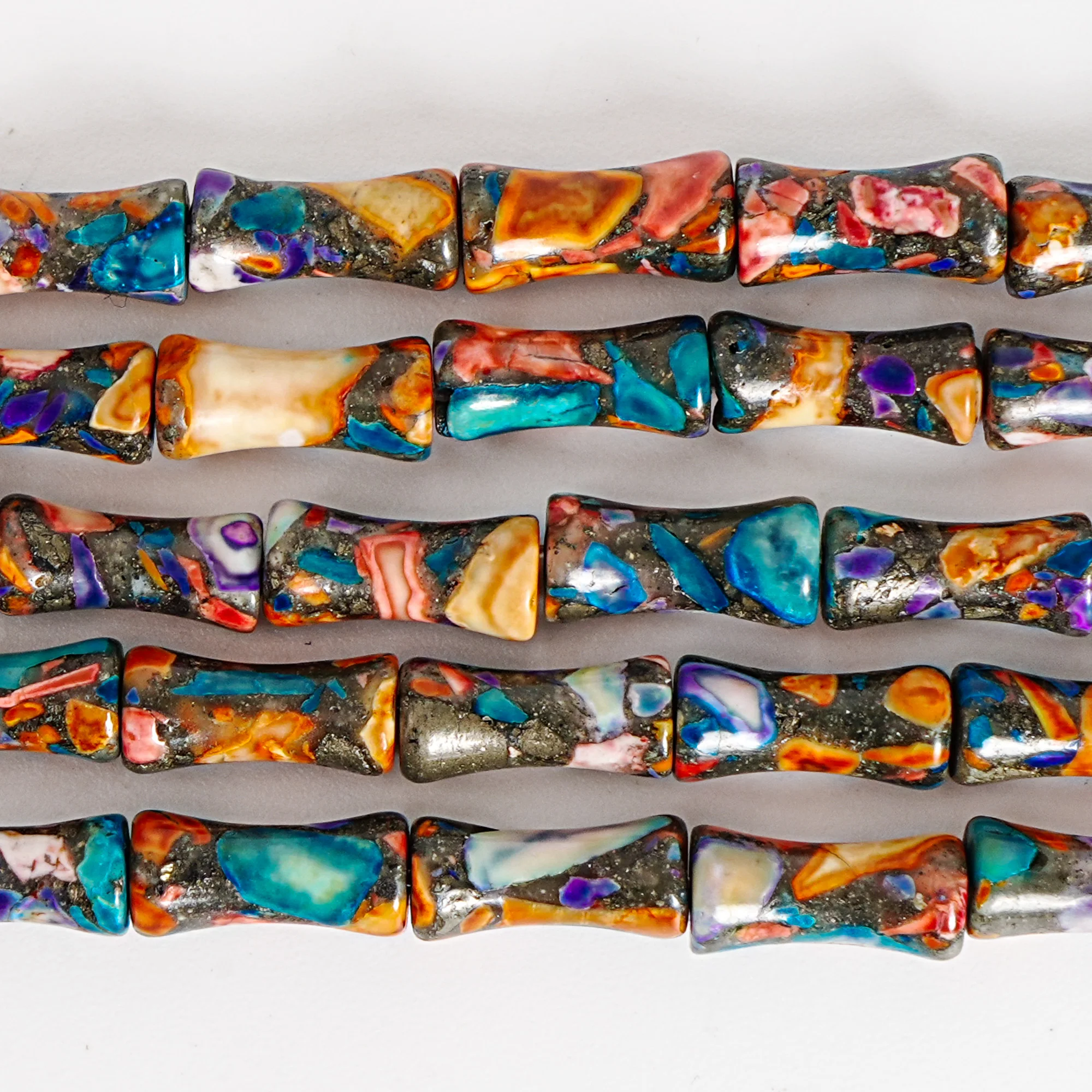 5x12MM Multicolored Turquoise Beads Gold Thread Bamboo Joint Shape Polished Loose Beads For DIY Jewelry Making Bracelet DIY Dyed 6
