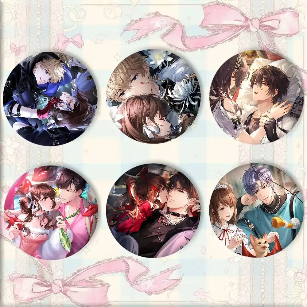 Game Anime cp Mr Love Queens Choice Badge Tinplate Round Laser Brooch Clothes Backpack Accessories Lapel