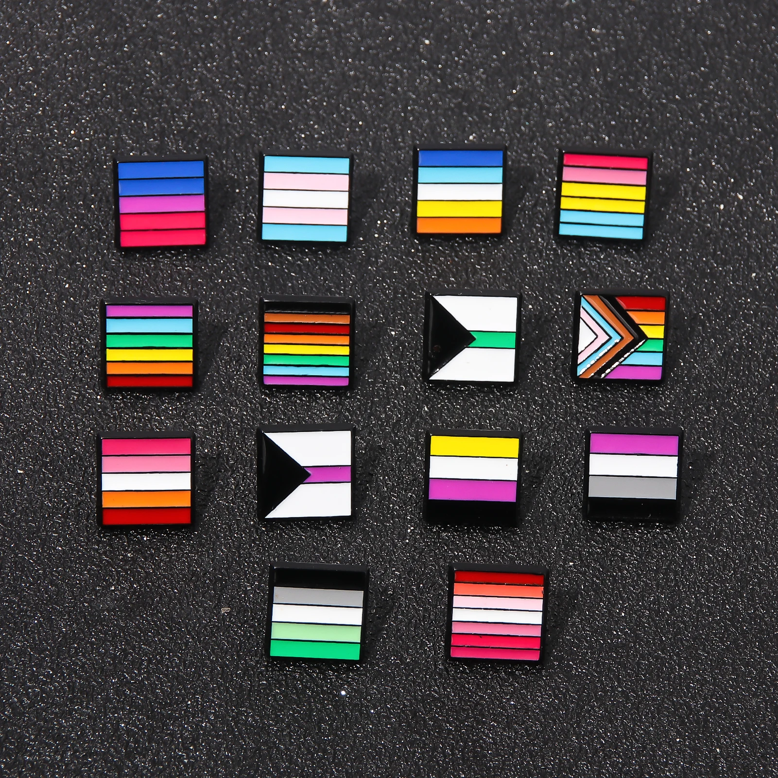 LGBT Rainbow Flag Enamel Pins Brooch Creative Square Colored Stripes Badge Brooches Decoration for Backpacks Hats Clothes Bags