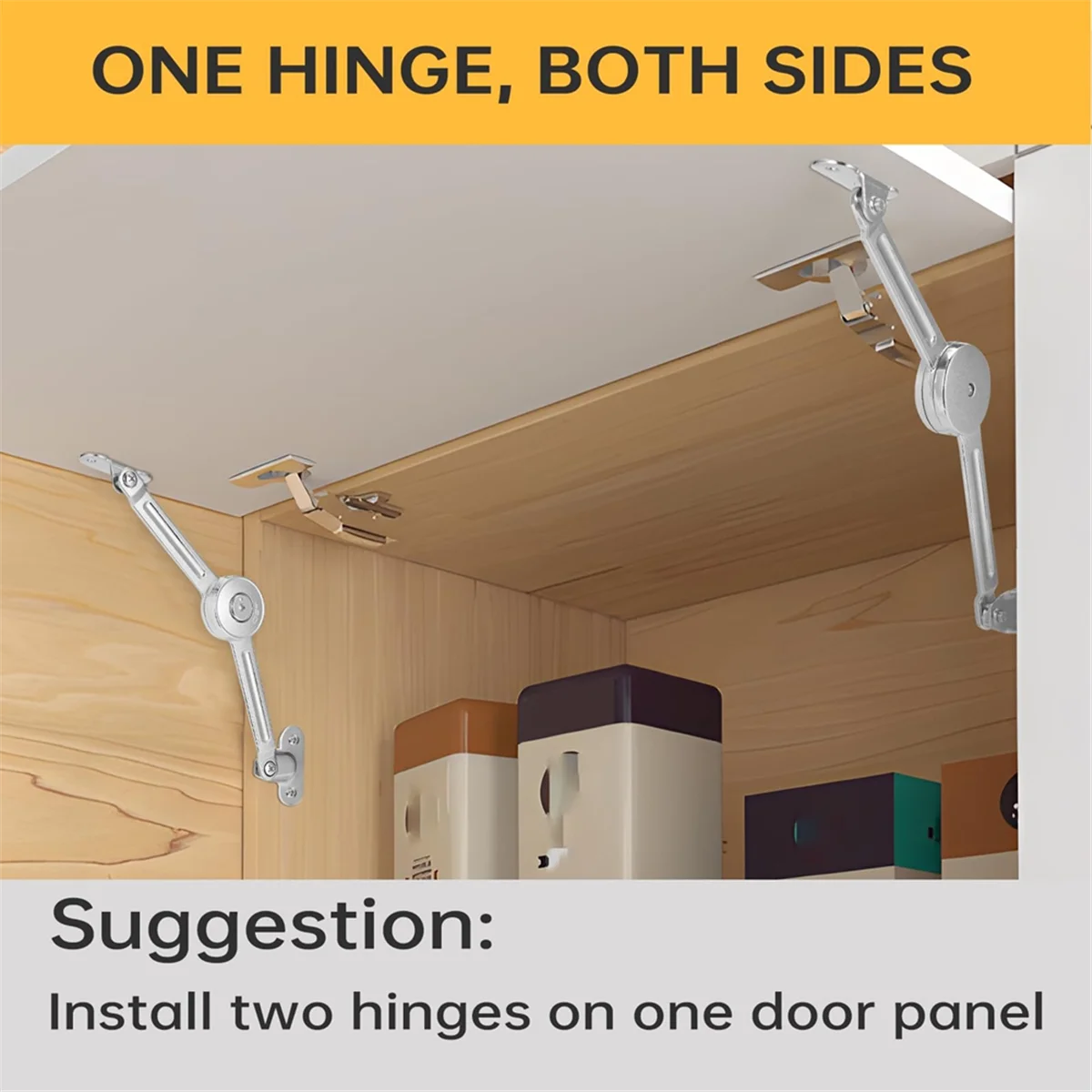 ABNJ Lid Support Hinges Heavy Duty Lid Stay Hinge - 110° Open Angle,Supports Up to 50LBS for Upper Cabinets & RV Cabinets.