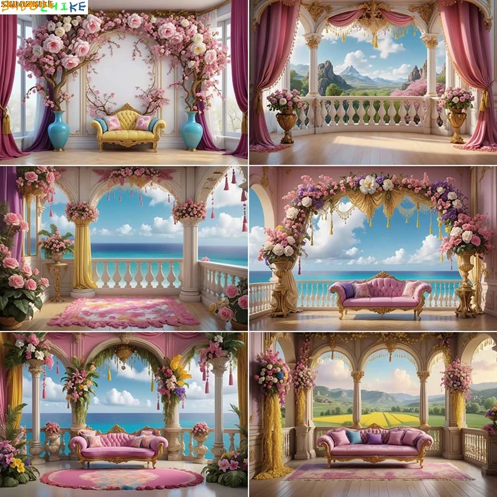 

Vintage Palace Photography Background Children Portrait Photozone Backdrops Photo Studio Photobooth Decoration Props