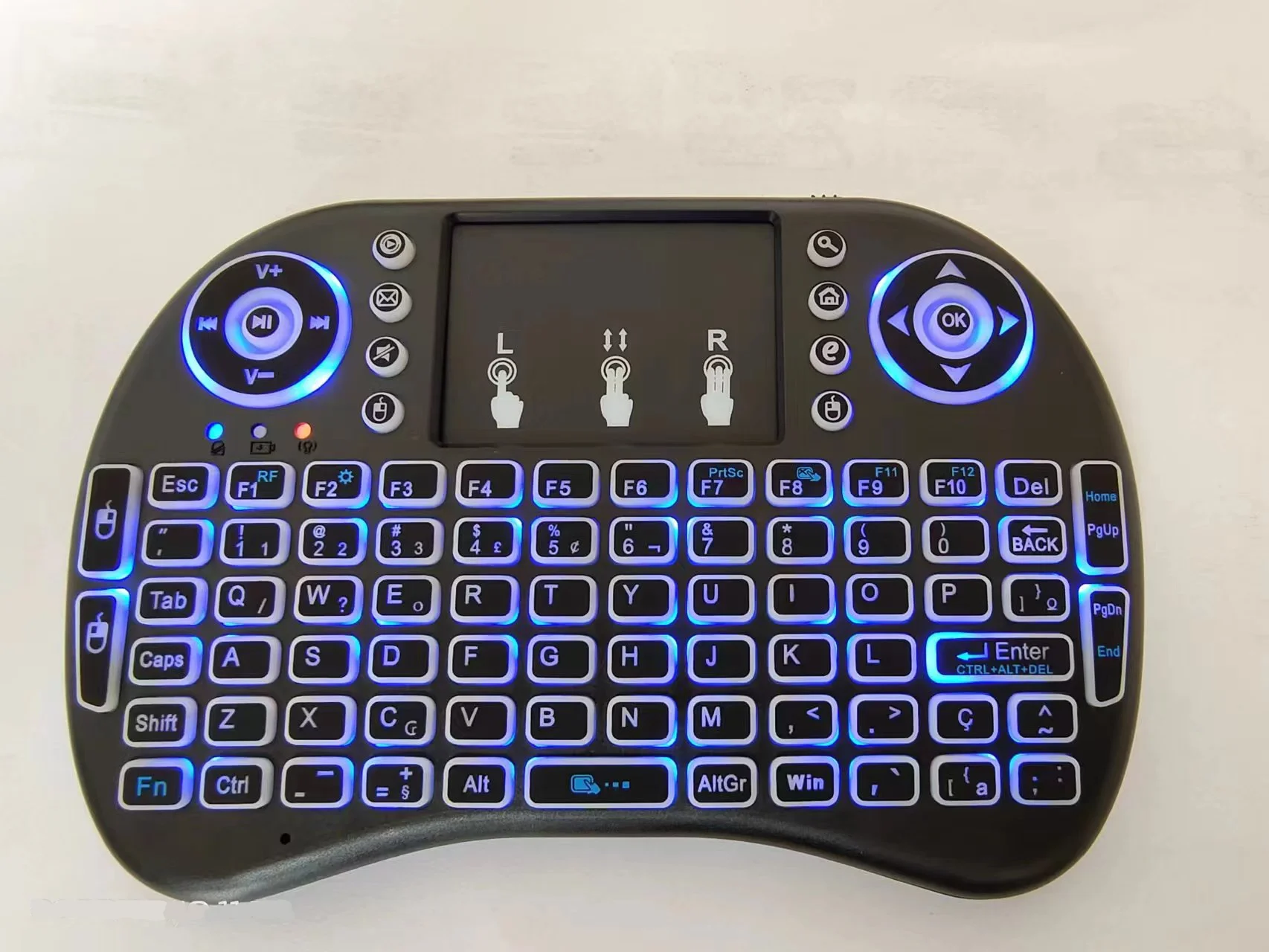 Kabellose Tastatur Air Mouse Spanisch Französisch Azerty Russisch Portugiesisch Brasilianisch mit Touchpad N Mini Hintergrundbeleuchtung RGB PC TV Box