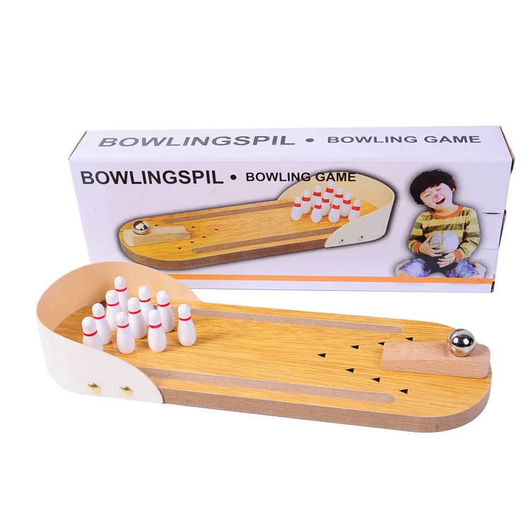 High-end small safe wooden children\'s educational innovation toys mini bowling set tabletop game wooden parent-child fun toys