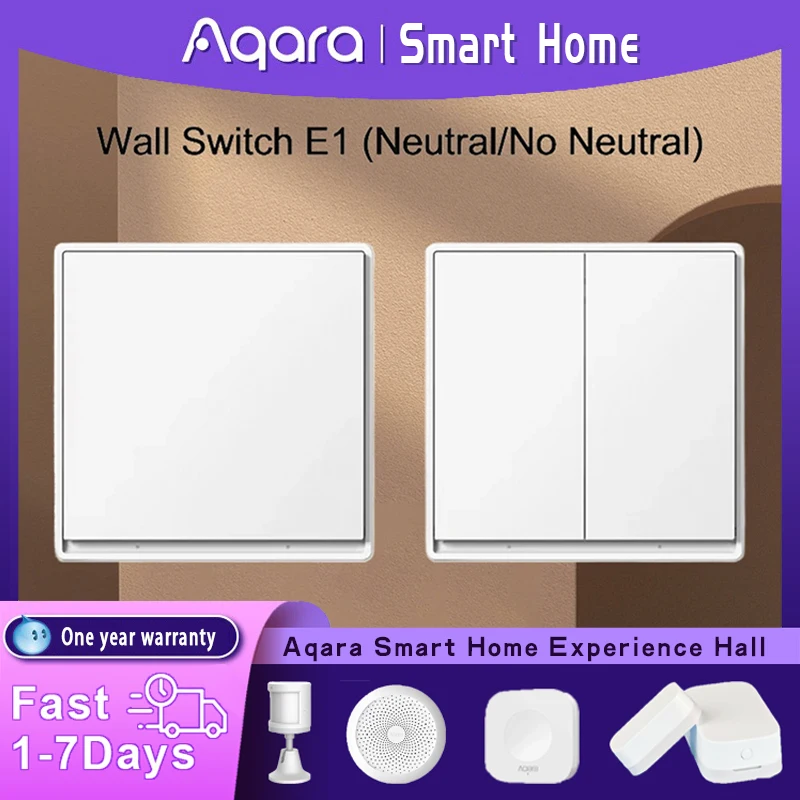 Original Aqara Wall Switch E1 Version Smart Wireless Key Zigbee 3.0 Light Switch Wire With/No Neutral For Xiaomi Mi Home Homekit