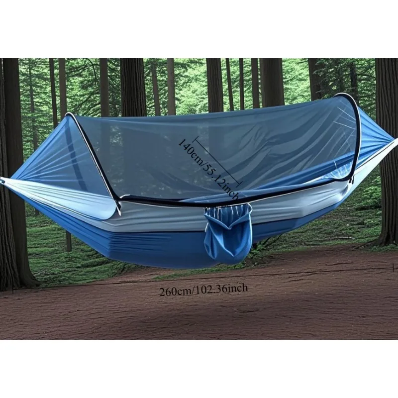 1pcs Automatic Mosquito Net Hammock Parachute Fabric Double Person for Outdoor Camping Hiking and Indoor Leisure Swing