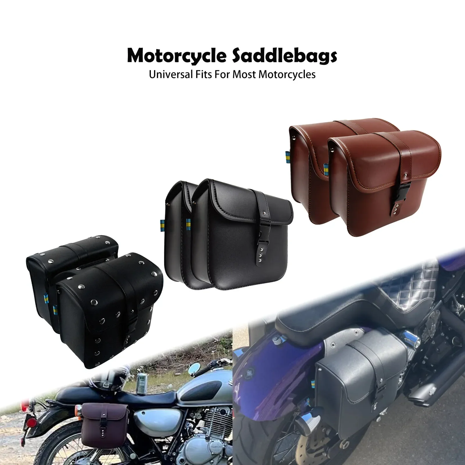 2Pcs Saddlebags Motorcycle Side Tool Bag Waterproof Storage Luggage Leather Bags For Harley Sportster XL Touring Softail Dyna