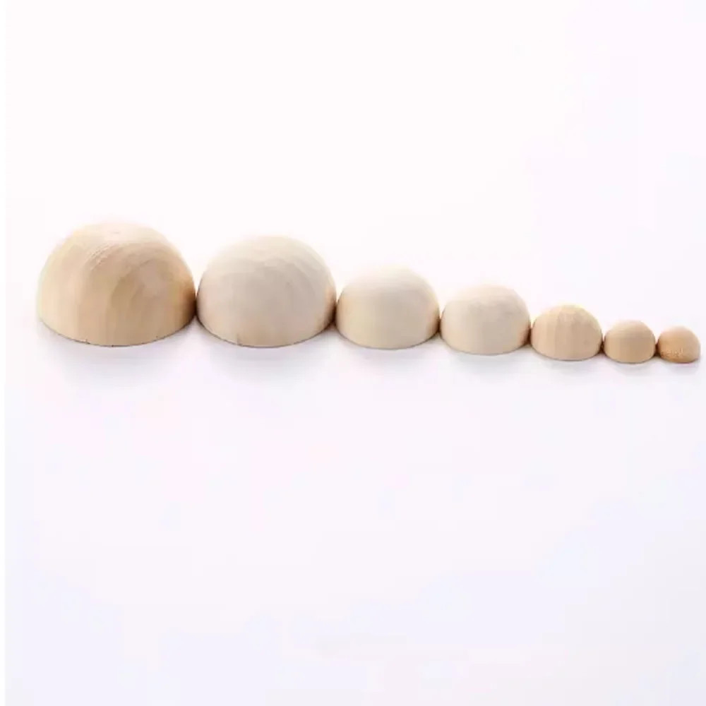 10pcs Natural Half Wooden Beads Unfinished Split Round Wood10mm-45mm Balls For Craft Paint Kids Arts Make Noses Christmas Decor