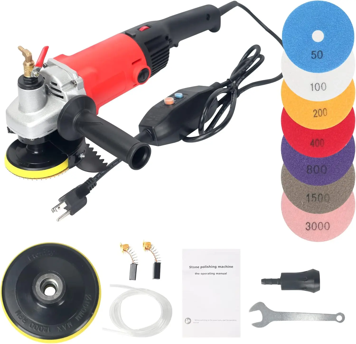 

Polisher 1400W with Leakage Protection,4 Inch Stone Wet Buffer Grinder Machine Variable Speed for Granite Concrete Floor Counter