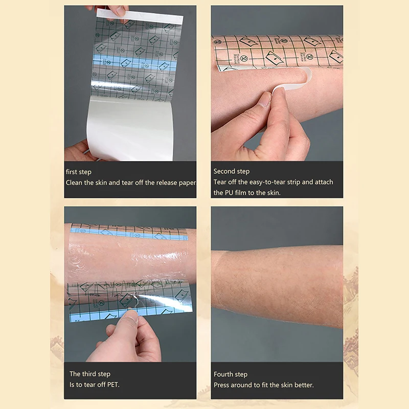 PU المضادة للحساسية الطبية تضميد الجروح تثبيت الشريط 100 قطعة لاصق طبي مقاوم للماء الشريط الشفاف