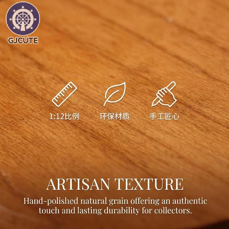 1/12 Dollhouse Simulation Mini Round Tea Coffee Table Model Dollhouse Wooden Furniture Decoration Dolls House Pretend Play Toys