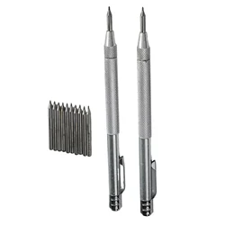 Pluma de grabado de carburo de tungsteno, 2 piezas, hoja de Metal, acero inoxidable, punta de marcado