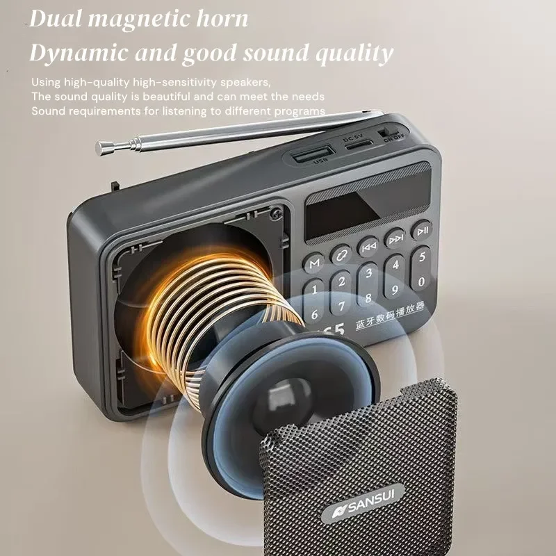 SANSUI-F65レトロワイヤレスBluetoothスピーカー,FMラジオ,ステレオサブウーファー,ミニウォークマン,フルバンド,mp3音楽プレーヤー