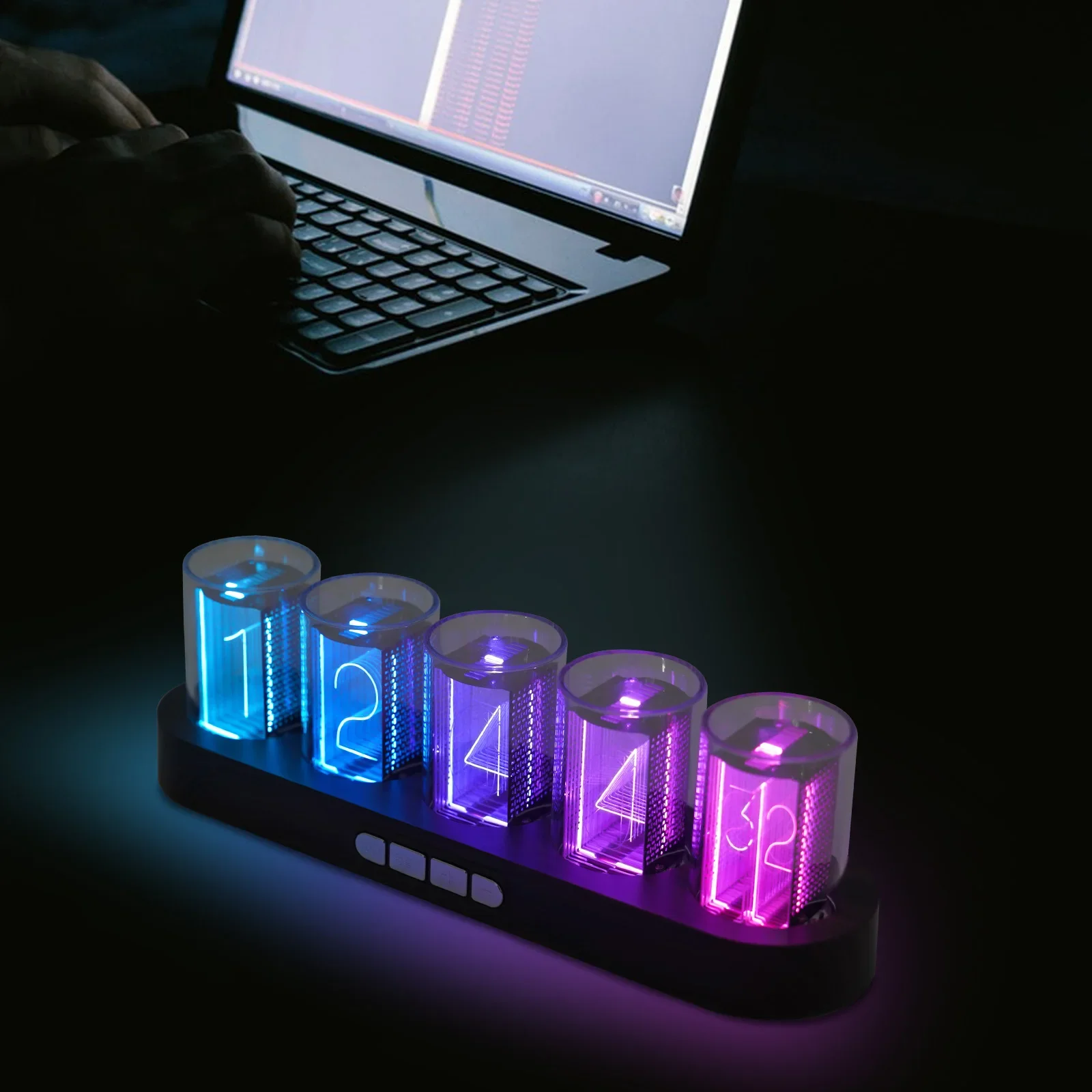 Imitation Nixie Digital Tube Clock 16 Million Colors Creative Clock  Decoration