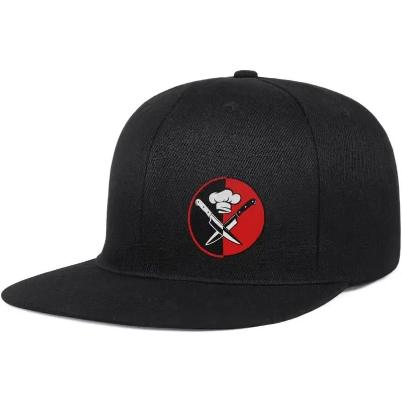 Chef Themed Mens Snapback Hats Classic Black Flat Bill Hats for Men Women | Funny,Knife Hat,Baseball Cap