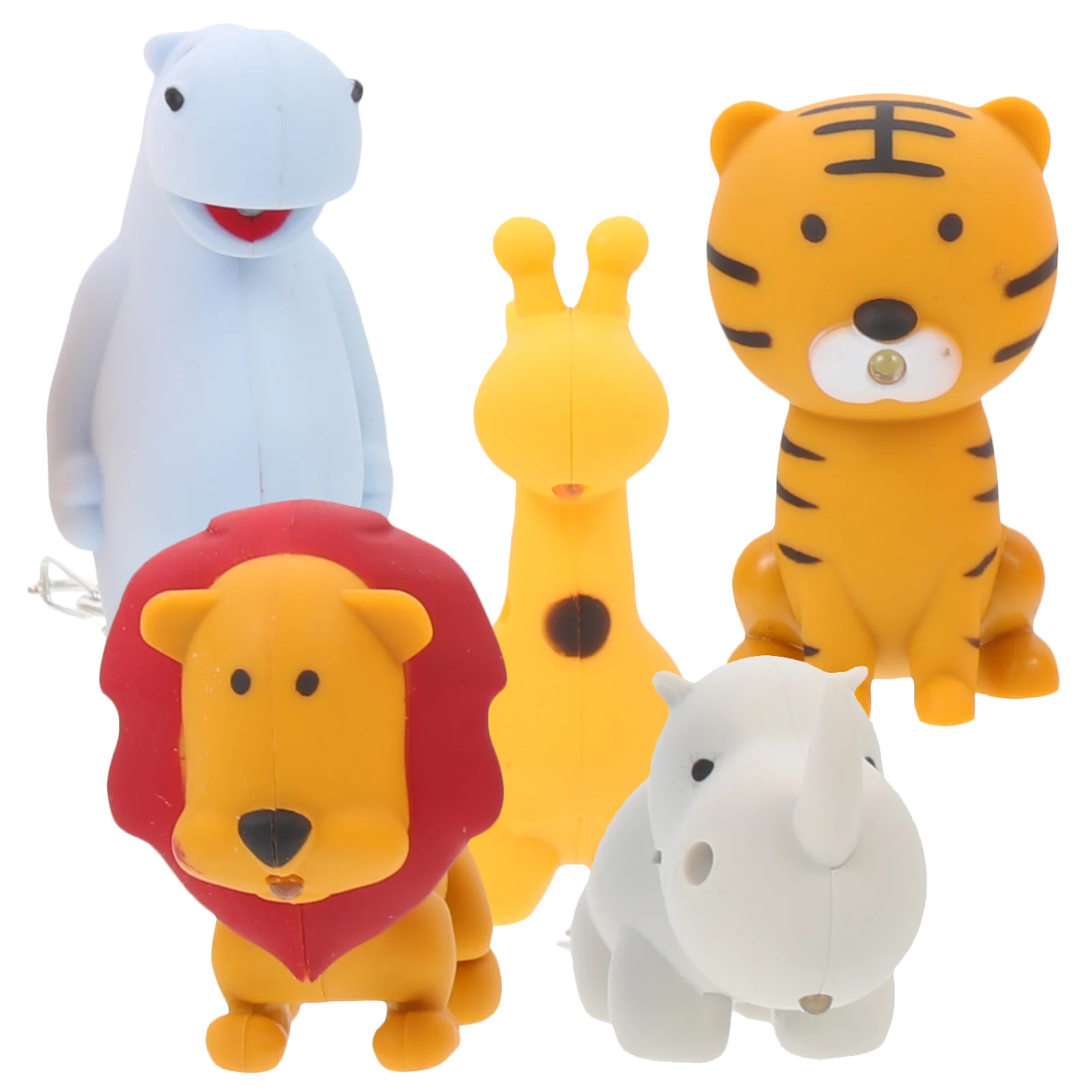 5 Stück leuchtende Schlüsselanhänger mit Taschenlampe und Sound, Tiermotiv, Kinder-Schlüsselanhänger, Partygeschenke, lustiges Geschenk für Kinder, Jungen und Mädchen