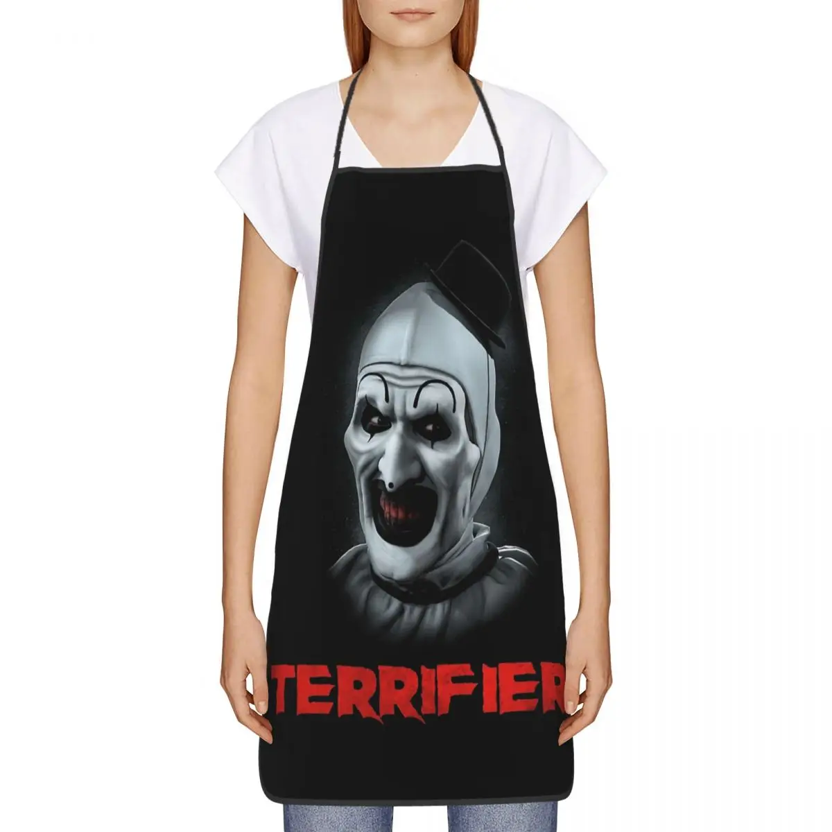 Custom Bib Halloween Clown Terrifier Apron for Men Women Adult Chef Kitchen Cooking Horror Thriller Film Tablier Cuisine Baking