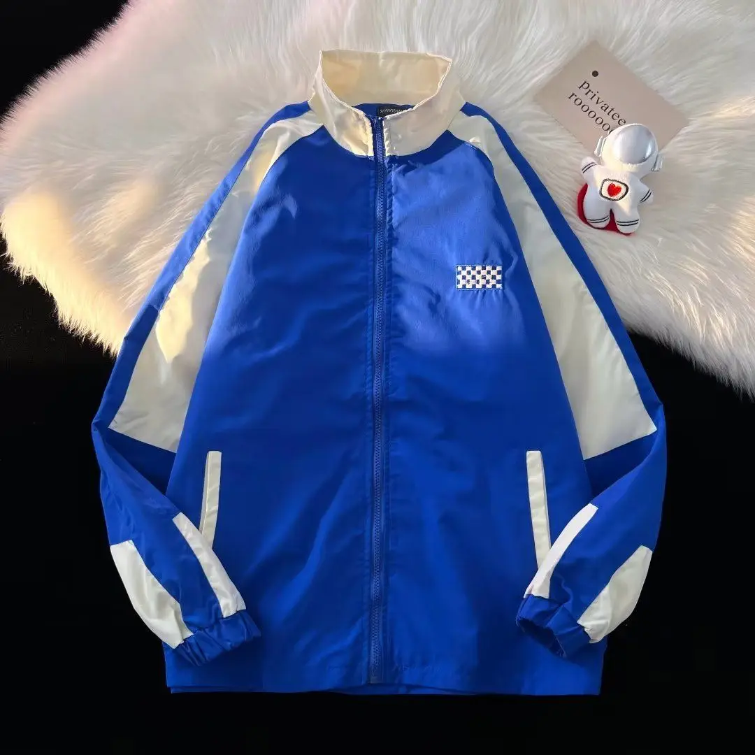 

Casual Loose Men's Jaet Pure Color Spor Hip Hop Splicing Sle Autumn Trendy Youth Outerwear Polyester Long Sve Coat