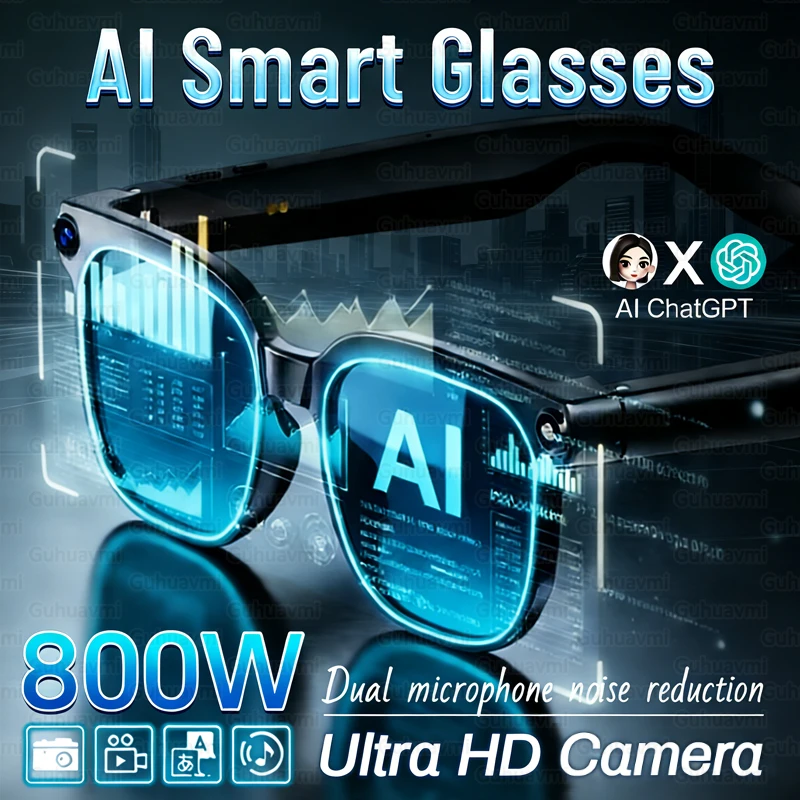 

Новые портативные умные очки с ИИ 2026 года: HD-камера 800W, видео 4K, переводчик на 100+ языков в реальном времени, звонки по Bluetooth, солнцезащитные очки для путешествий