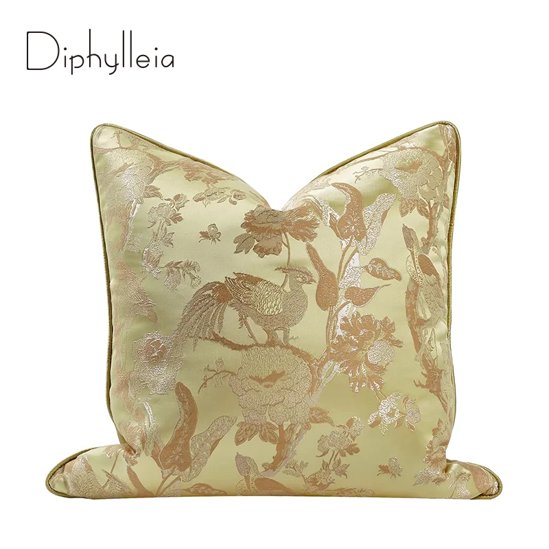 

Изысканная декоративная наволочка Diphylleia Peacock с цветочным узором и золотой вышивкой, 45x45 см, для дивана и кровати, класса люкс