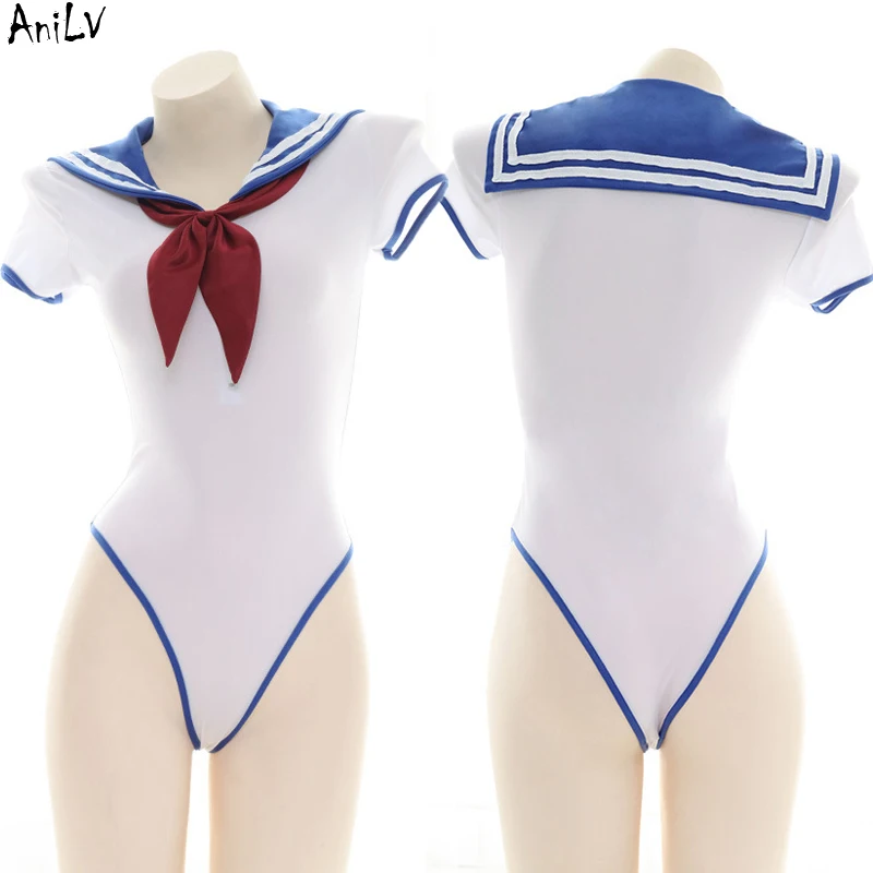 AniLV Japanese School Stunden Sailor Uniform Swimsuit Costume Women Anime Girl Bodysuit Pajamas Lingerie Cosplay