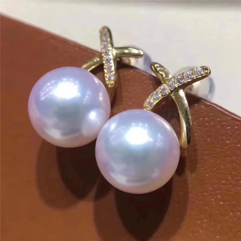 

Серьги-подвески с круглым жемчугом Акойя из Японии, 8-9 мм, 9-10 мм, 10-11 мм, 11-12 мм, класс АААА, с позолотой из меди 18K, дизайн в виде креста, серебро 925 пробы