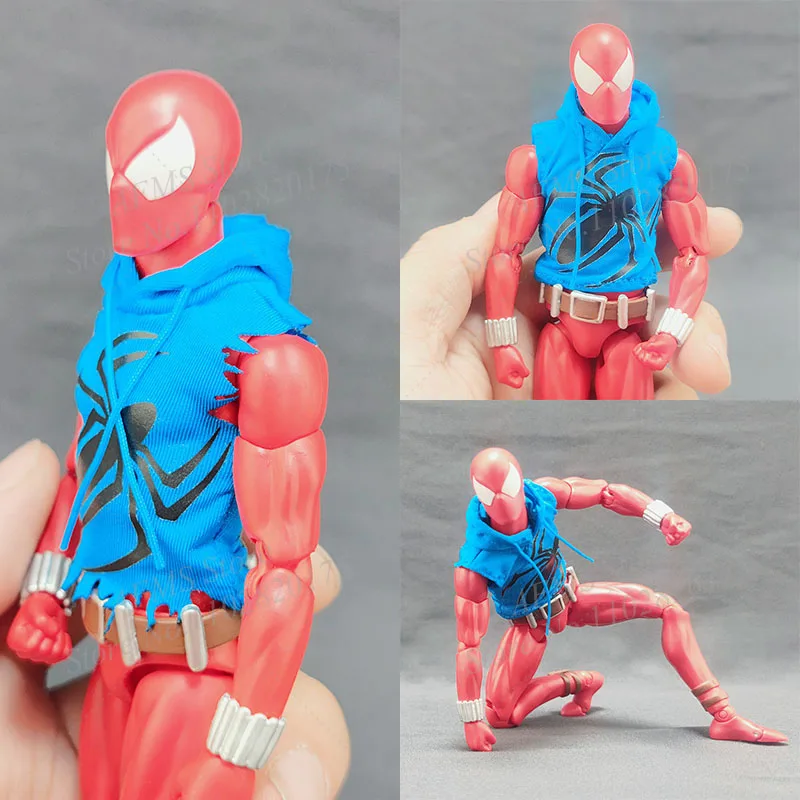 Mafex 1/12 Men Soldier Spider Man Pullover Vest Scarlet Spider Peter Parker Joe Wade Kaine Parker Clothes Fit 6