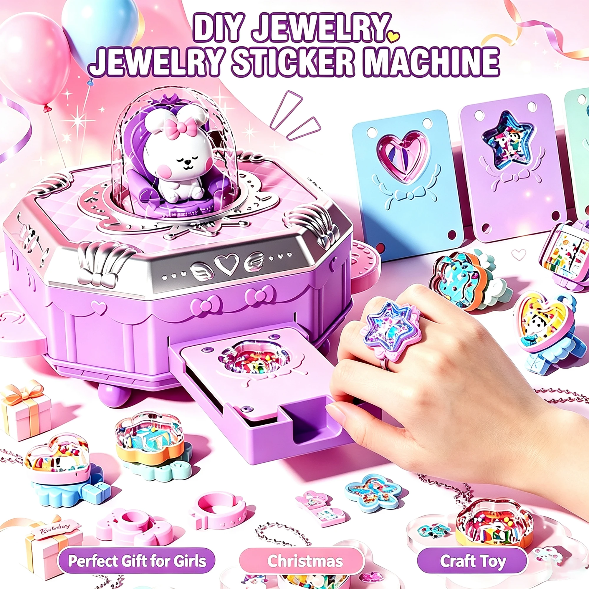 DIY Sticker Machine Toys for kids  Handmade Jewelry Creative Craft Kits Girl Toys for Birthday Gifts