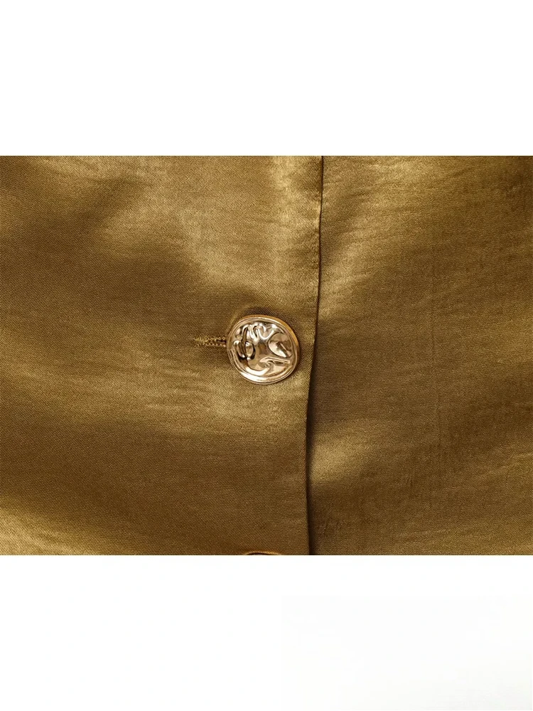 KONDALA بدلة نسائية أنيقة للمكتب غير رسمية برقبة على شكل حرف v واحدة الصدر بلوزة طويلة فضفاضة وشاحات مستقيمة طقم موضة صيف 2025 #2