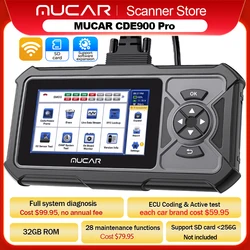 MUCAR CDE900 Pro OBD2 herramienta de diagnóstico sistema completo diagnóstico 28 reinicio/mantenimiento Control bidireccional 32G almacenamiento obd 2 escáner