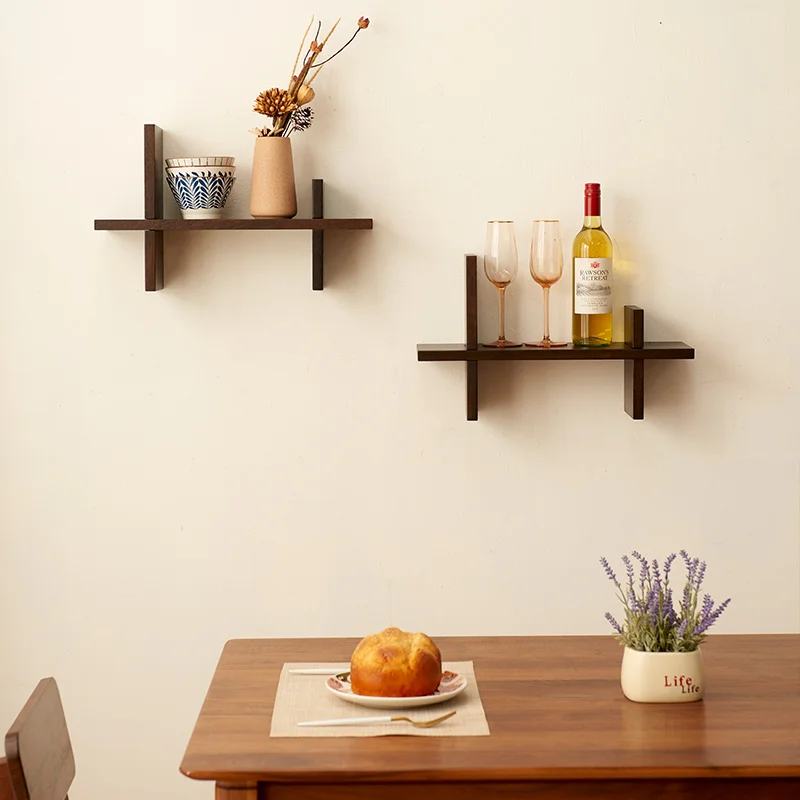 

Solid wood projector bracket wall hanging bedside wall rack storage shelf