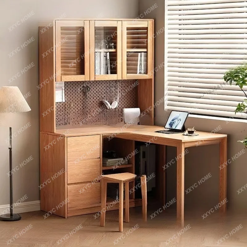 New solid wood oak desk integrated corner computer desk with drawers