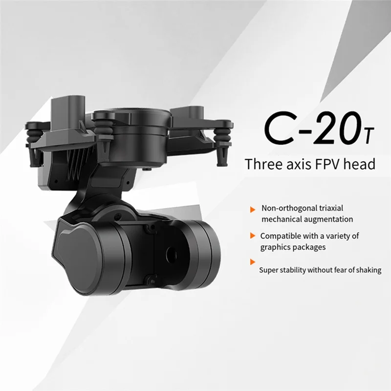 C-20T câmera fpv cardan pan tilt montagem 3 eixos fpv cabeça rastreamento para dji o3 unidade de ar para 19mm câmera drone acessórios