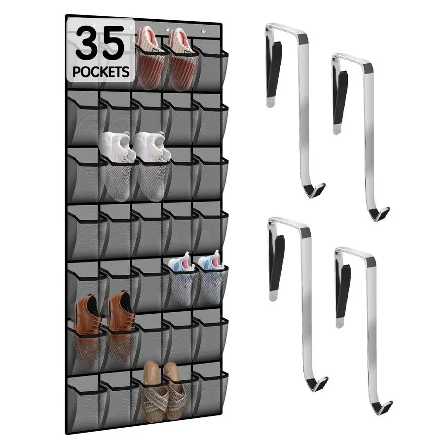 

Подвесной органайзер на дверь с 35 отделениями, дышащей сеткой и большими карманами, экономит место, для мужчин и женщин