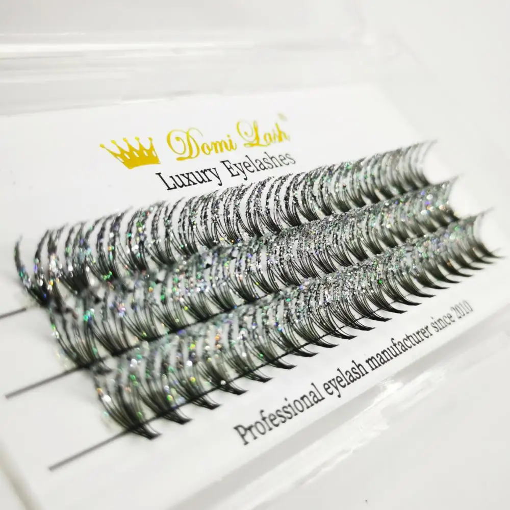Veteran Tech New Design 20D 60 Bundle Glitter Cluster Eyelash Extension with Shining Powder for Makeup Lashes Extension Supplier