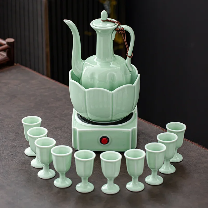 Wine warmer set, champagne glass, glass thermostat, wine jug, household ironing set, ceramic Baijiu cup, rice  cooking