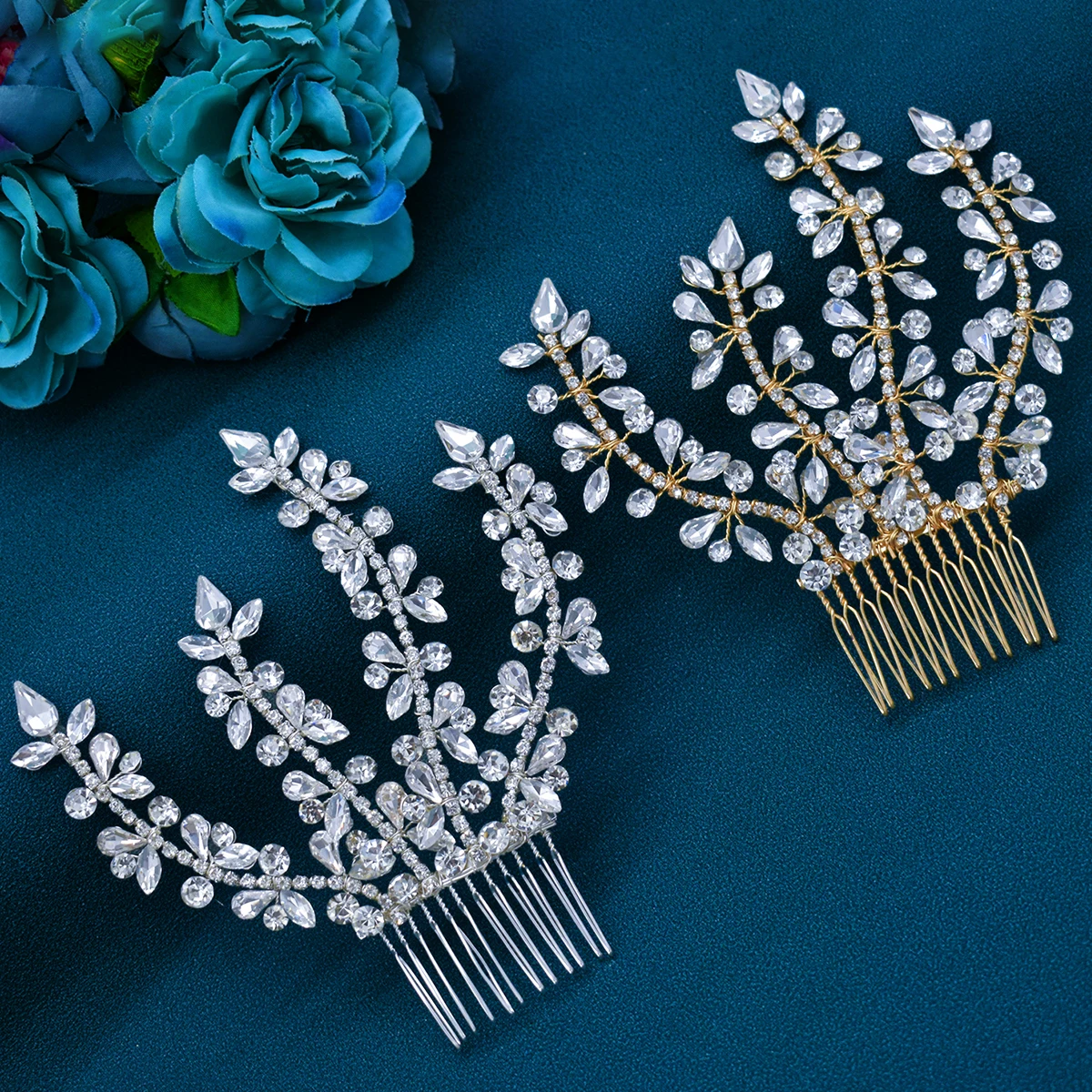 Accessoires pour cheveux de mariée en cristal strass A37, peigne à cheveux en diamant, couvre-chef de mariée, épingles à cheveux pour femmes, bijoux de fête