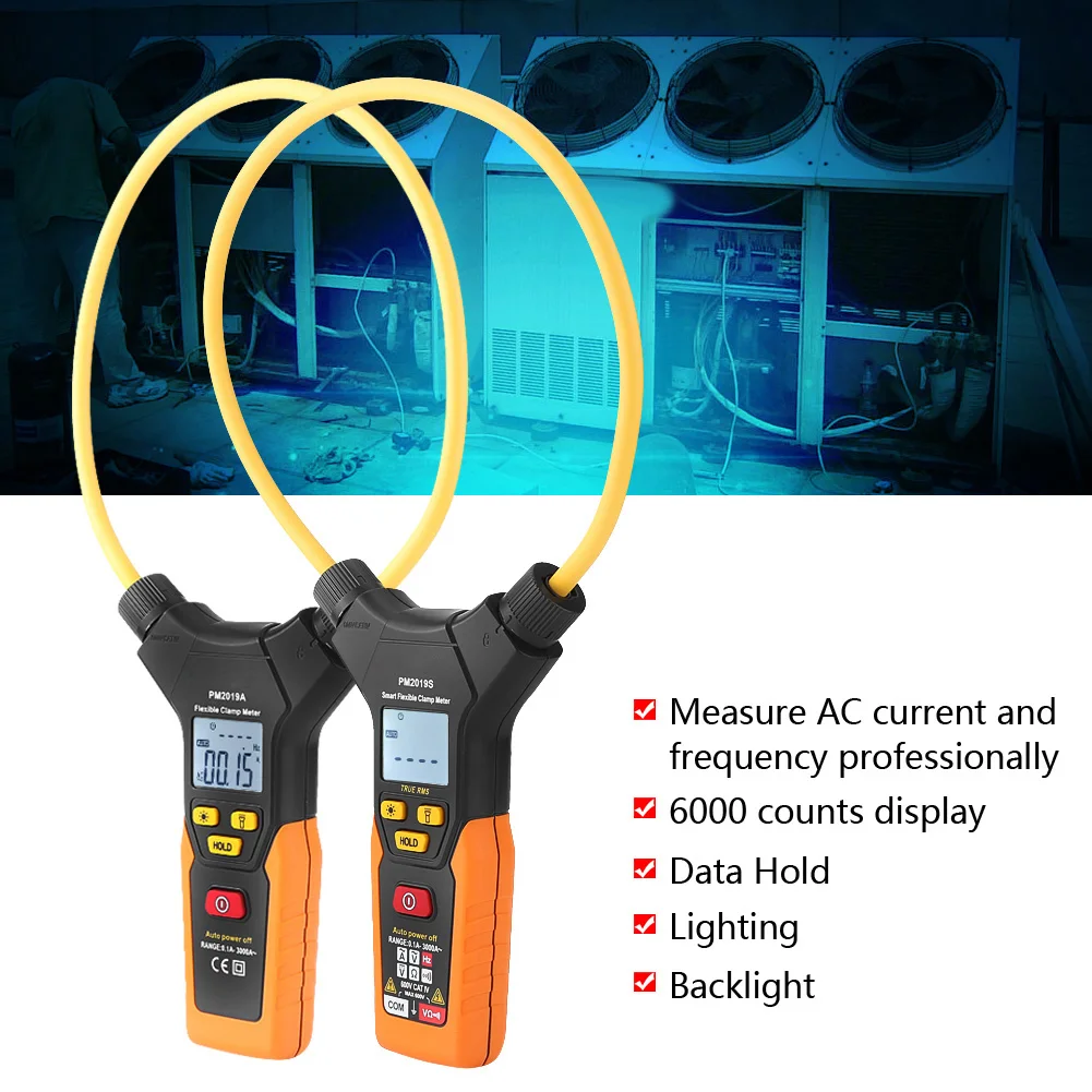 

PEAKMETER PM2019A/PM2019S Handheld Digital Flexible Clamp Meter 3000A AC Current Multimeter Digital Flexible Clamp Meter