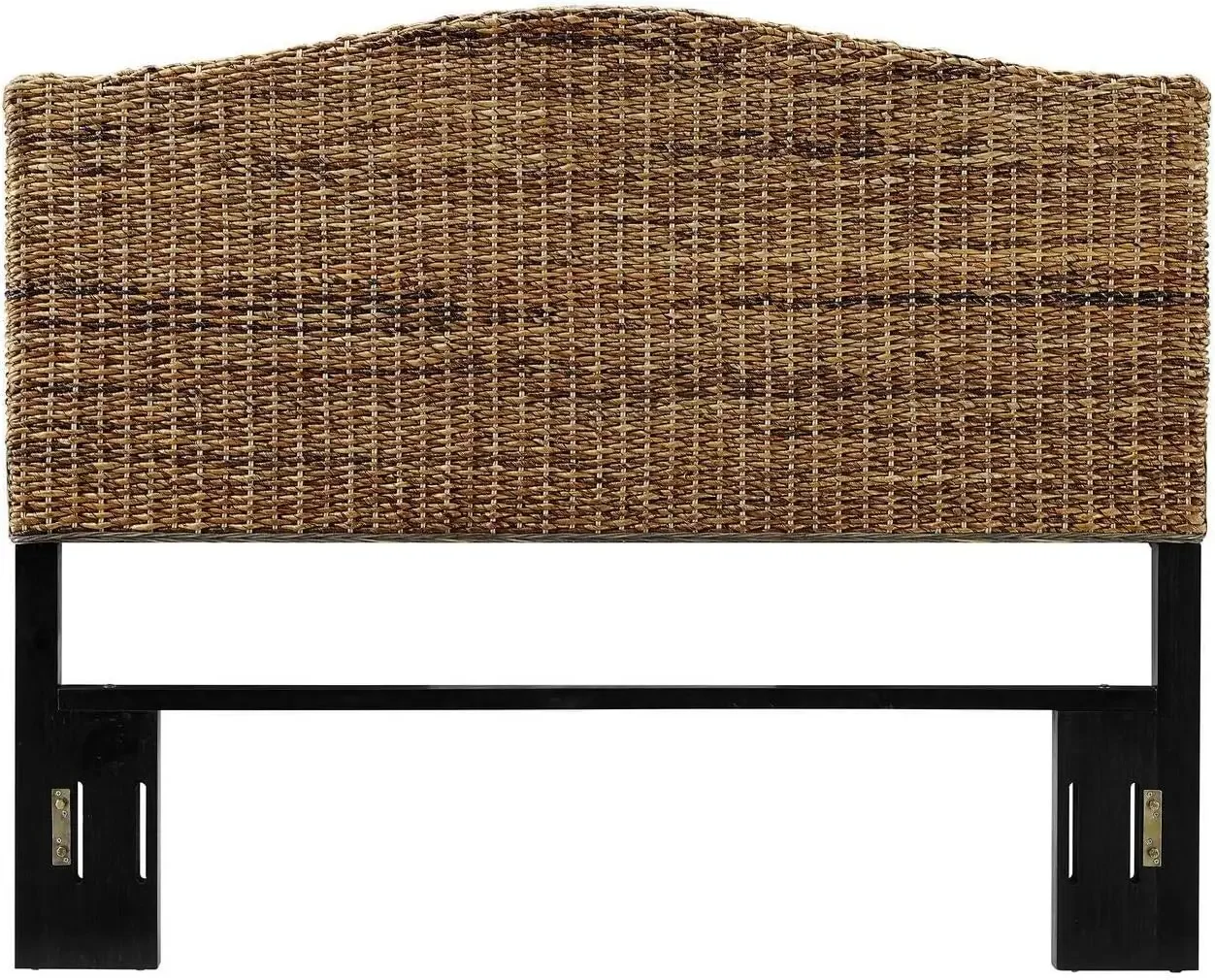 Serena Headboard,Black， Banana leaf weave with a natural finish，Designed to last with a sturdy steel frame