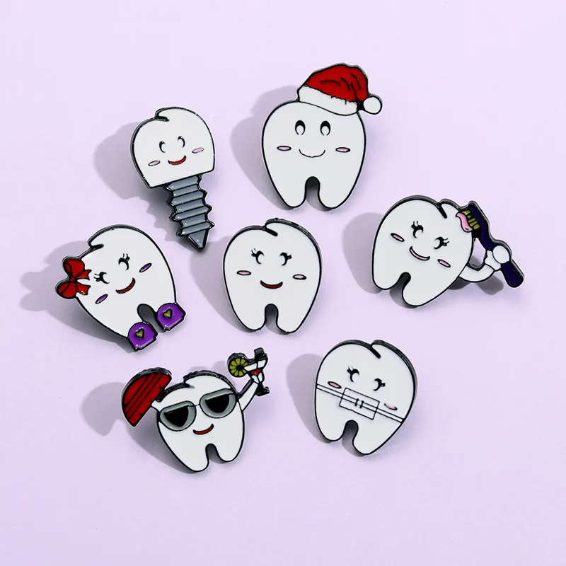 toothbrush tooth organ Medical treatment Enamel Brooch Heart Stethoscope Pins for Nurse Doctor Cartoon Love Backpack Lapel Bad