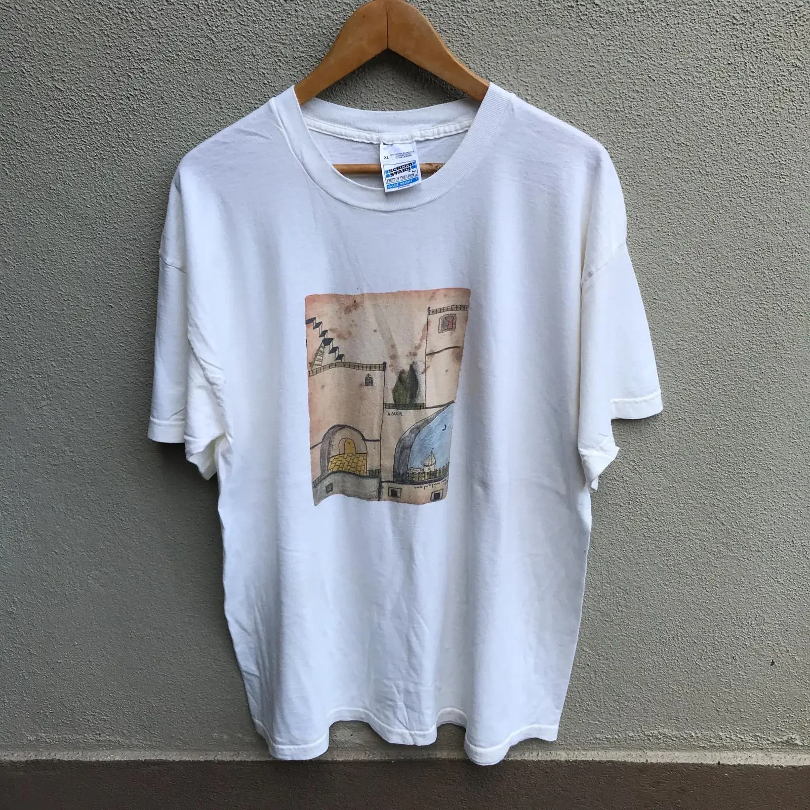 Vintage 90s FEDERICO GARCIA LOCA art tee photo Extra Large vintage Washed fashion Soft Casual Comfortable homme streetwear