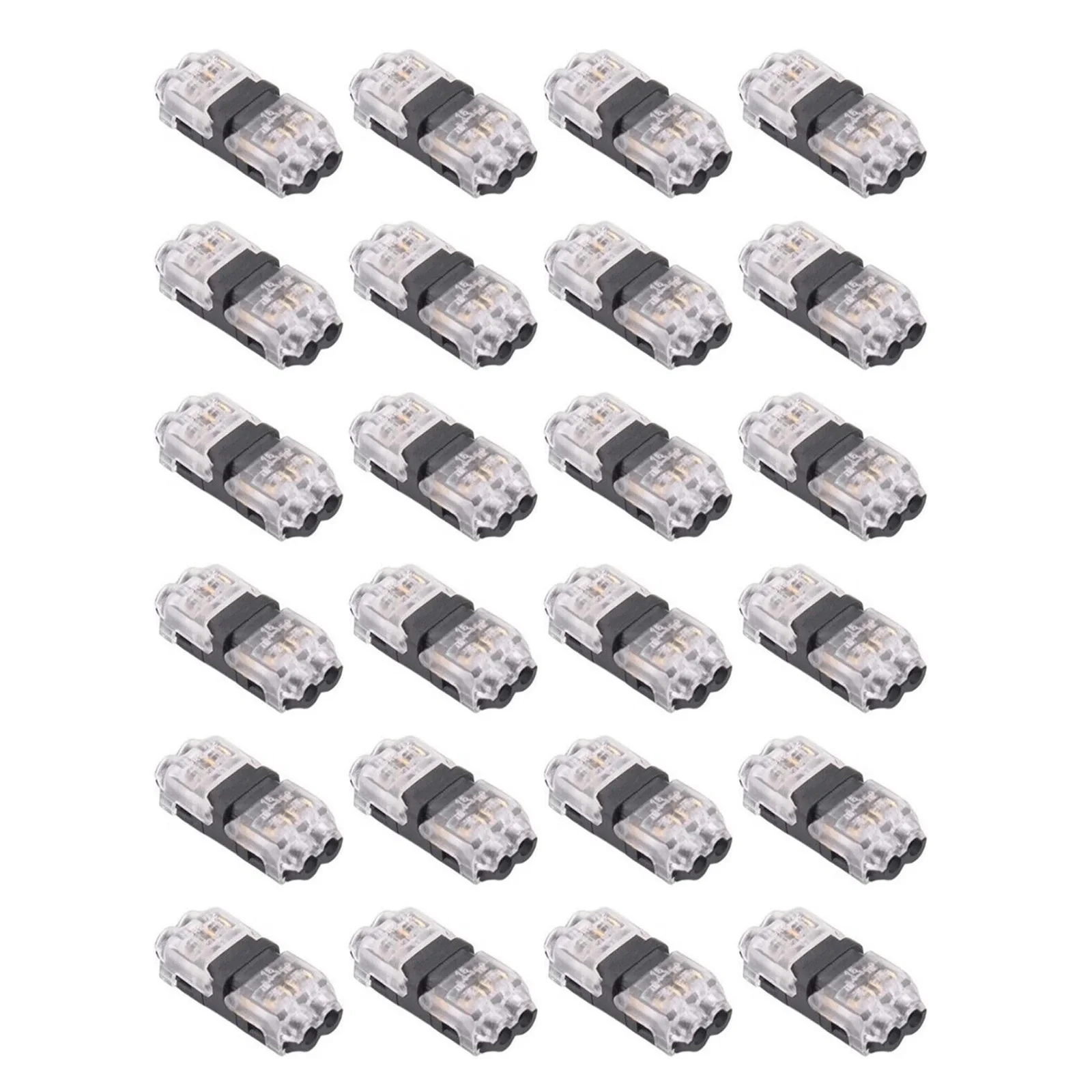 24Pcs 2 Pin T Tap Wire Connectors Compact Transparent, Vibration-Proof Splice for LED Strip Car Audio