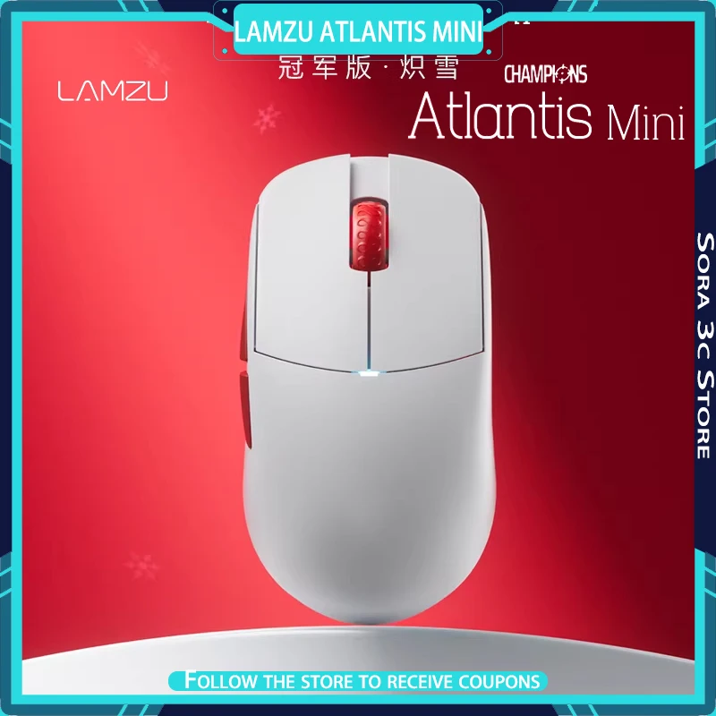 Lamzu Atlantis Mini Mouse Champion Edition Woven Snow PAW3950 Supports 8k Ttc Dustproof Encoder Low Latency Gaming Mouse Gamer