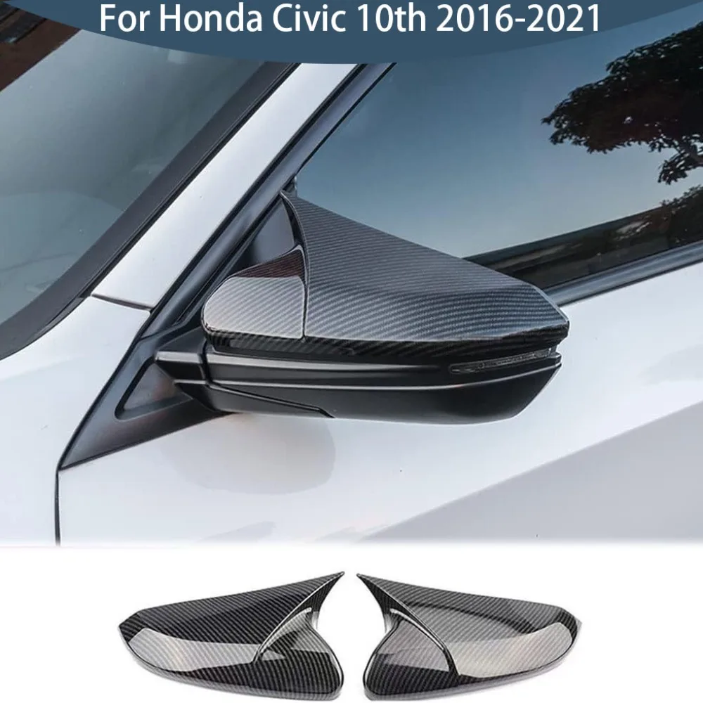 

ABS углеродное волокно/глянцевое черное автомобильное зеркало заднего вида, декоративная оболочка для Honda Civic 2016-2021